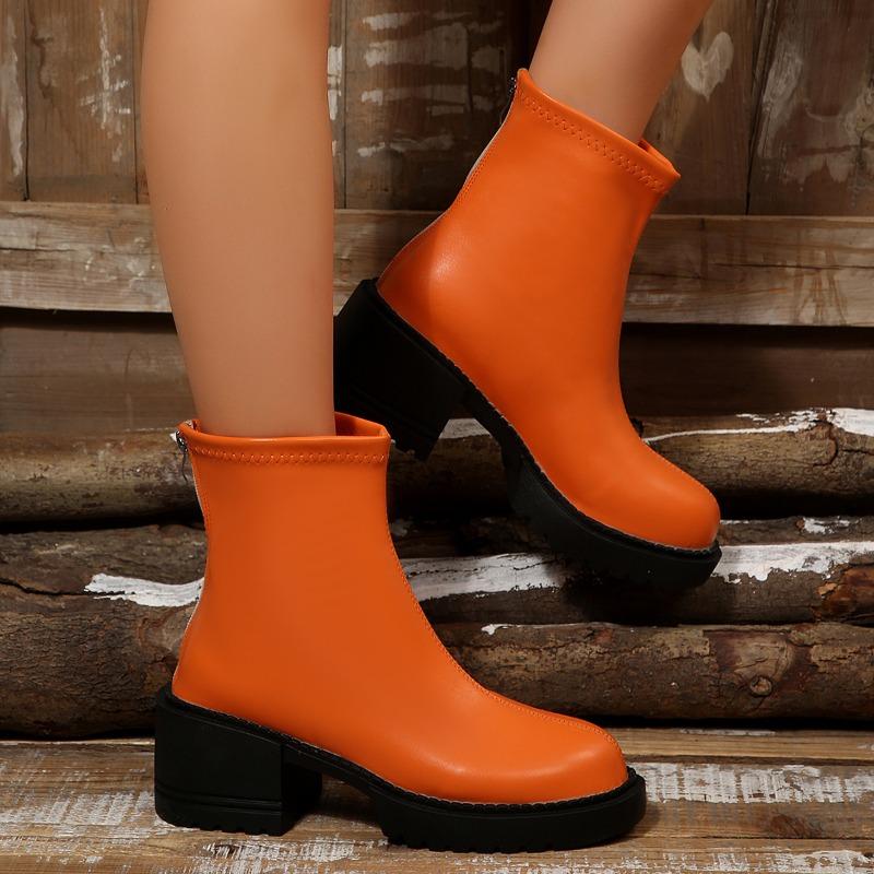 

Женские осенне-зимние ботфорты на платформе с высоким каблуком, с круглым носком, на молнии, мягкие, противоскользящие, скинни-ботфорты 35 оранжевый