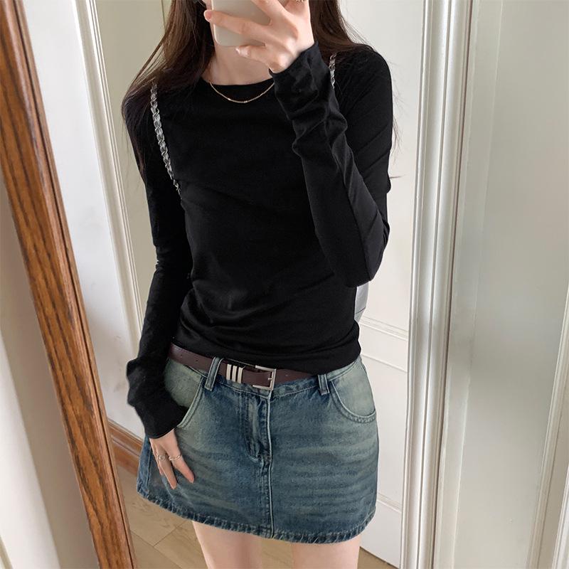 2025 New Slimming Round Neck Long-Sleeve Top for Women