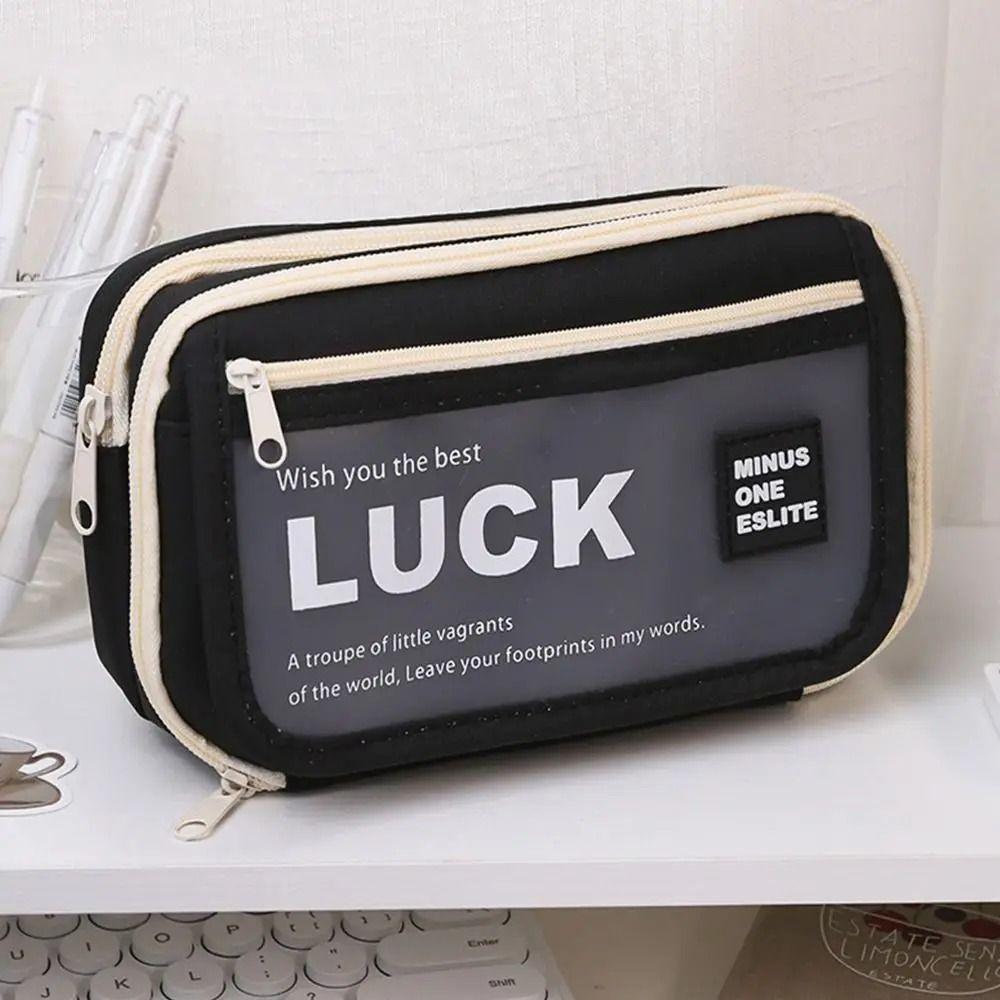 Large Capacity Translucent Pen Bag Matte Texture Stationery Box Translucent Pencil Case  Students