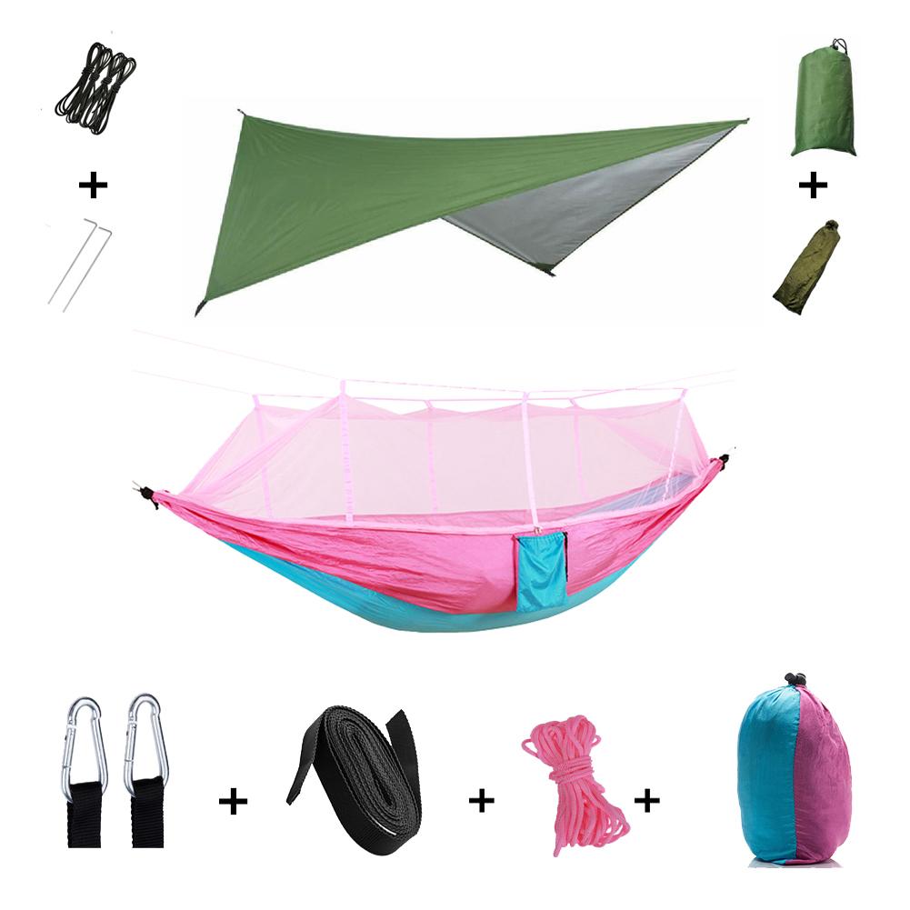 Anti Outdoor Camping Hammock With Mosquito Net And Rain Tent Equipment Supplies Shelters Camp Bed Survival Portable Hammock Soft and Comfortable