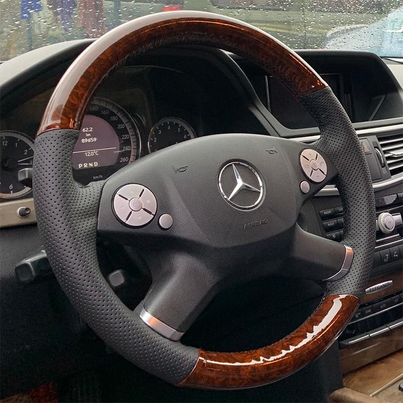 

Ручна робота, нековзка, бежева шкіряна накладка на кермо автомобіля для Mercedes Benz E-Class W212 E 300 260 200 2009-2013 3