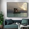 Kreatywny słoń morze zachód słońca Modern Art Home Decoration obraz na płótnie Wall Art obraz dekoracja ścienna w tle