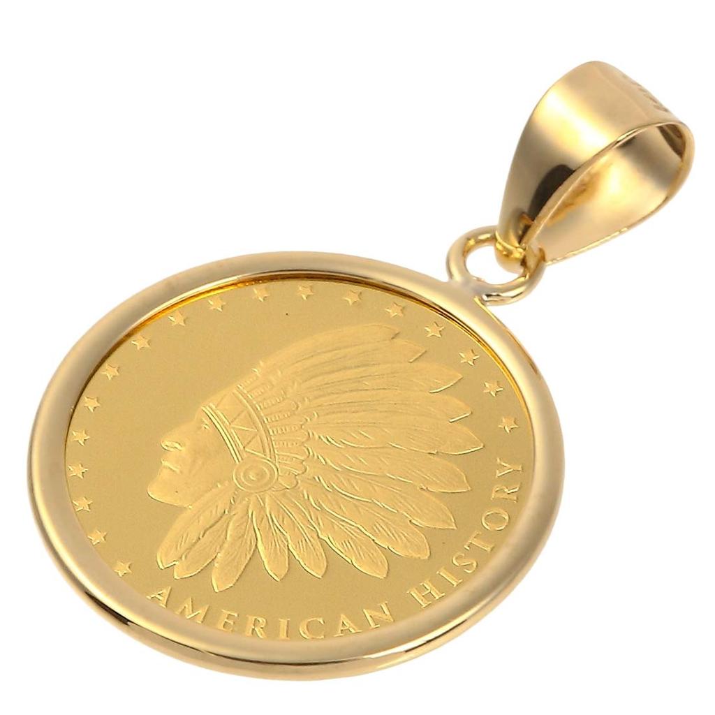 Coin Pendant Indian Eagle [Fairy Cullet] K24/18 & 1/25oz