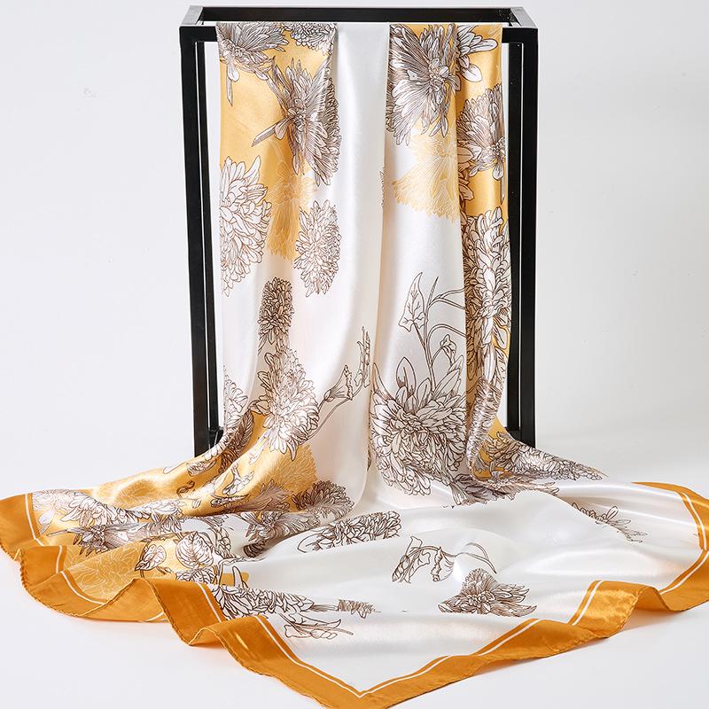 

Silk scarf women s new spring and autumn thin imitation silk leopard print square scarf mother scarf women s 90x90 shawl dual-purpose 90*90