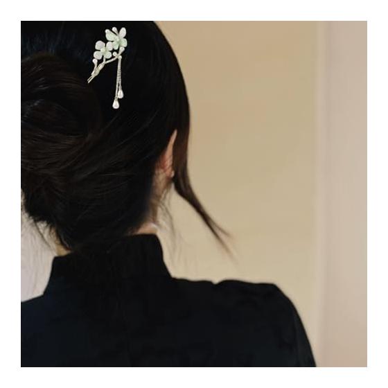 Kanzashi Haarstecker mit Schmetterling und Kirschblüte, Perle, Einzelzinken Haaraccessoire für Kimono, Yukata, Japanischer Stil, Haarschmuck,