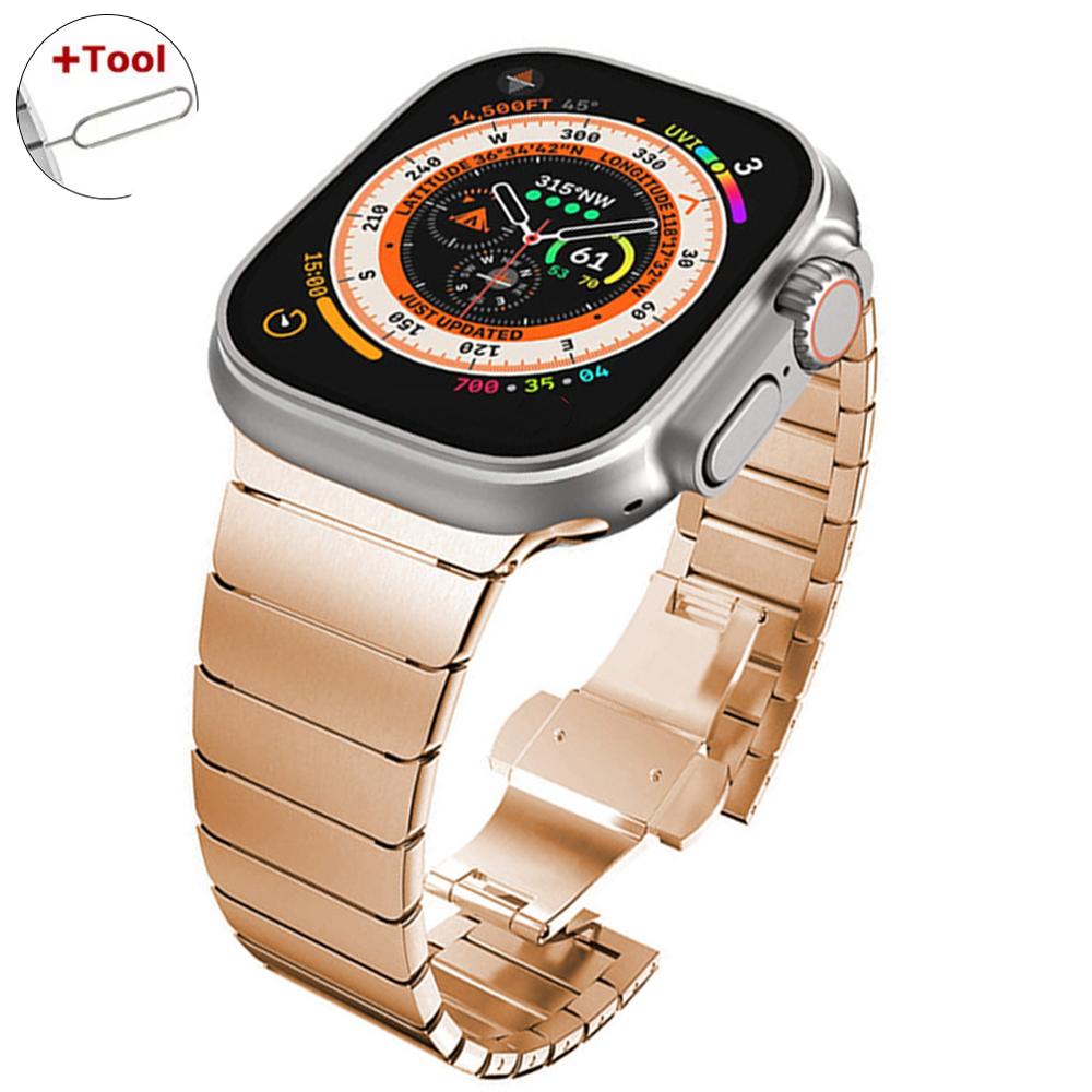 Ultra 2 1 Titanium Color For Apple Watch Ultra 49mm 45mm 44mm 42mm Luxury Bracelet iWatch 46mm 41mm 8 9 10 Stainless Steel Band