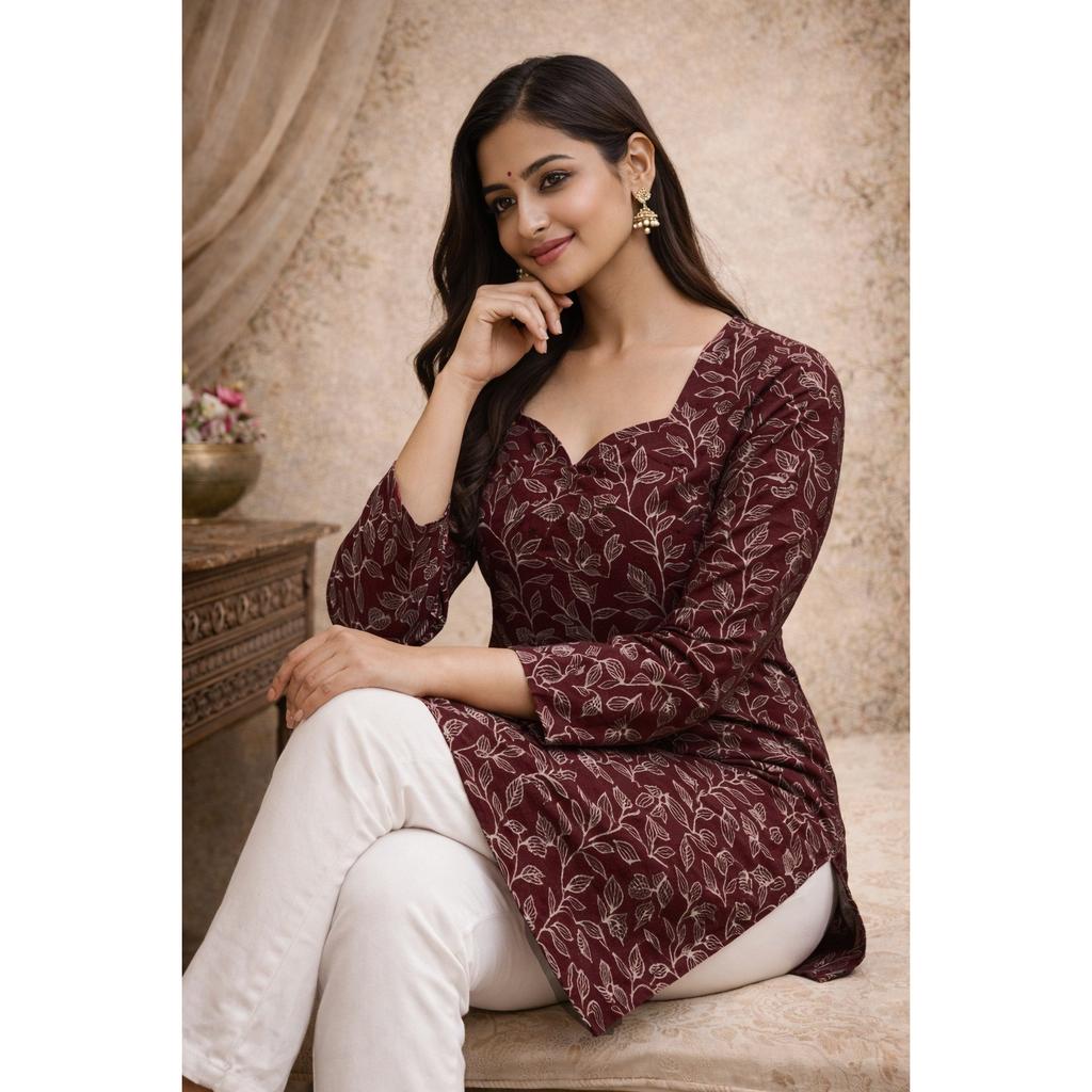 Beautiful Maslin Designer Kurti Set Indian Pakistani Top Tunic Short Kurti Set