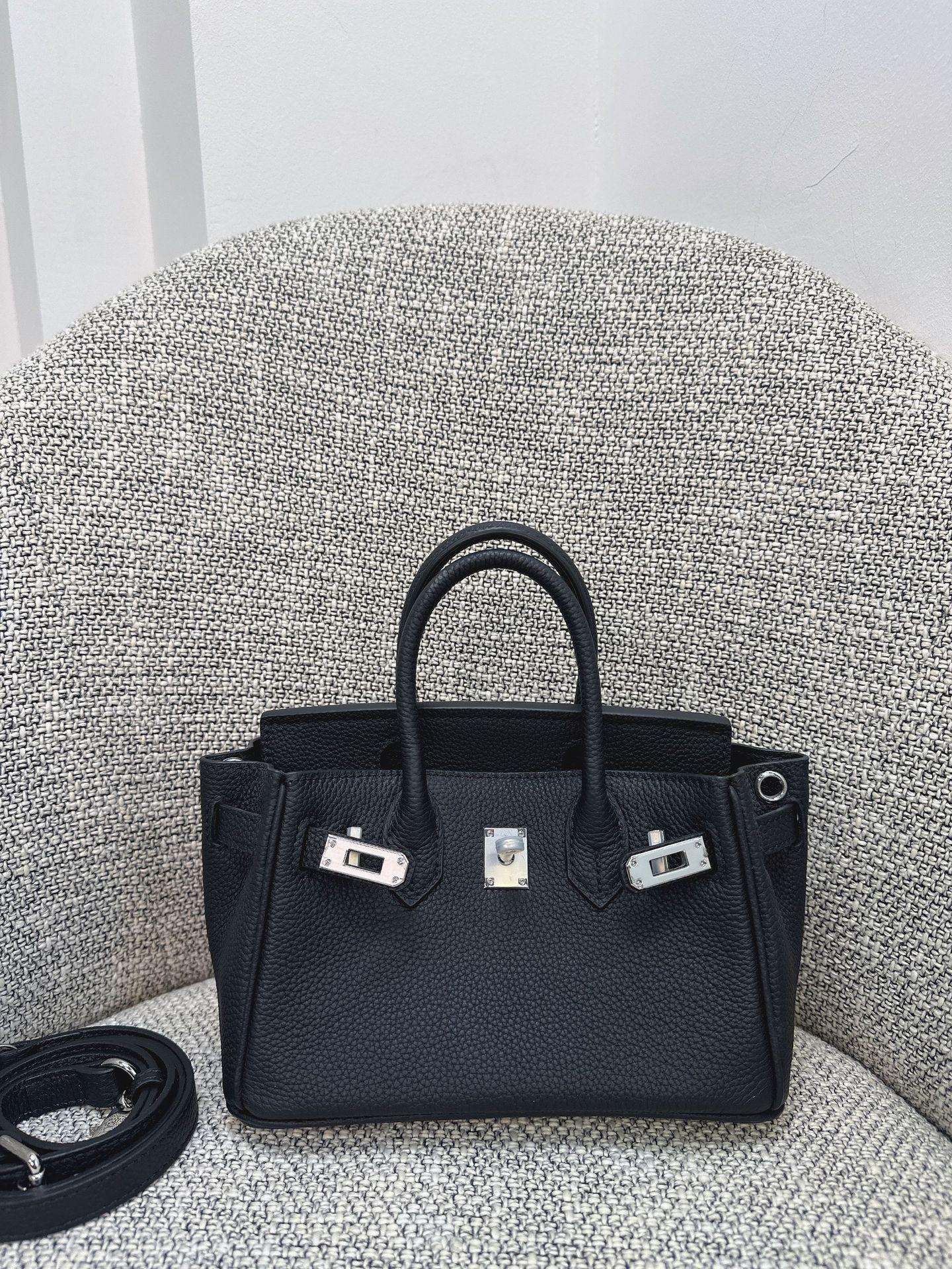 

Togo first layer cowhide platinum bag lychee pattern silver buckle handbag high-end lock leather shoulder messenger women s bag 20CM