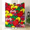 Colorful Cartoon Hearts with Smiling Faces In a Densely Packed Pattern. for All Seasons Blanket Lunch Break Throw Gift