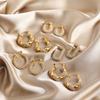 Luxury Paved Pearl CZ Zircon Hoop Earrings Gold Plated Stainless Steel Geometric Twist Circle Ear Buckle Fashion Women's Jewelry
