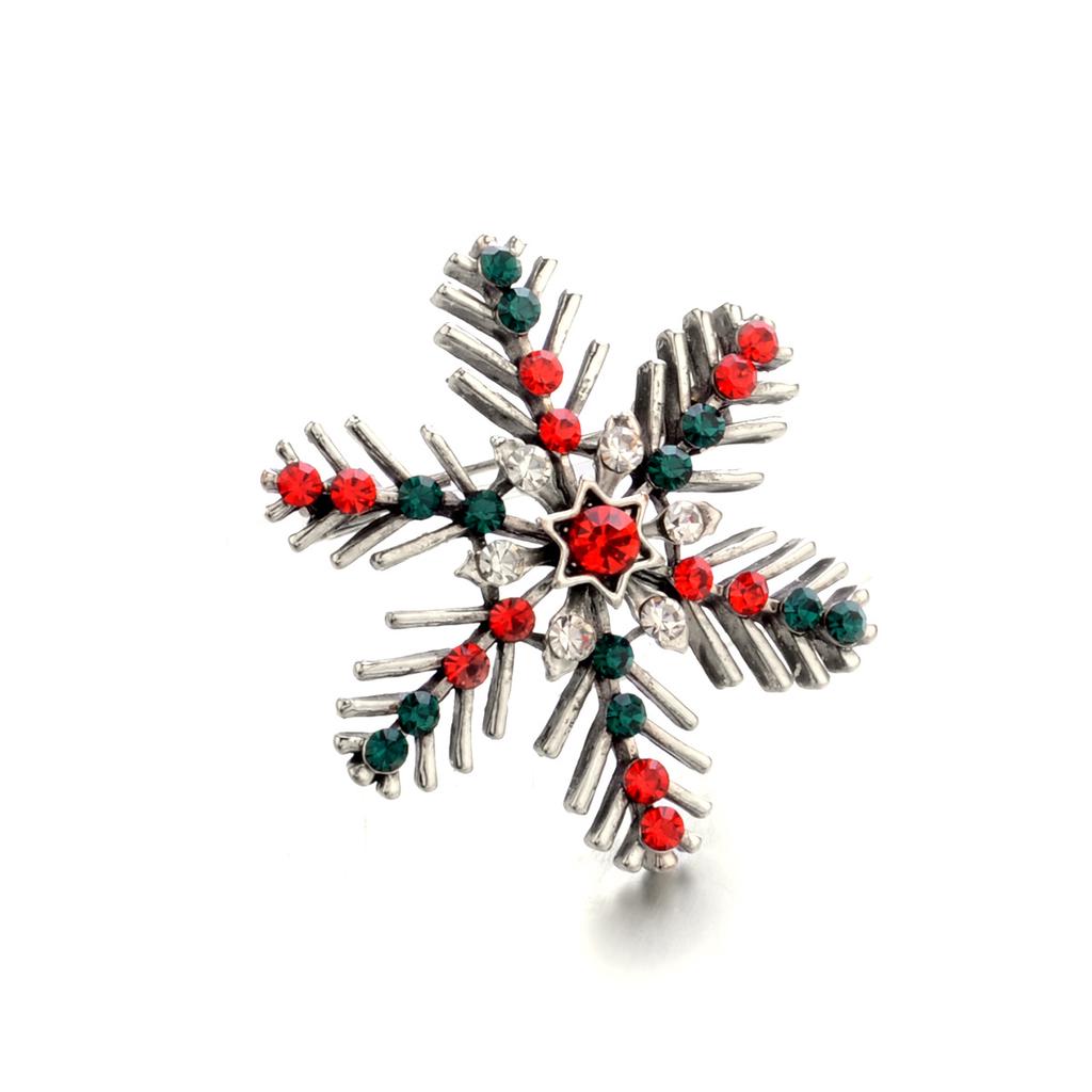 Retro Christmas Snowflower Shape Diamante Alloy Brooch Collar Pin