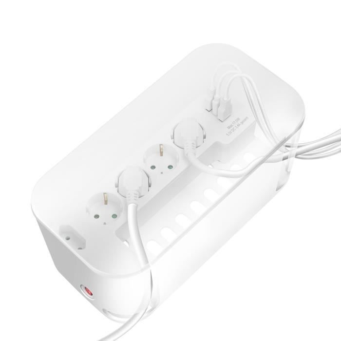 Boîtier de câbles avec multiprise - LogiLink - 5 prises - 4 prises CEE 7/3 - 3 ports USB - Blanc