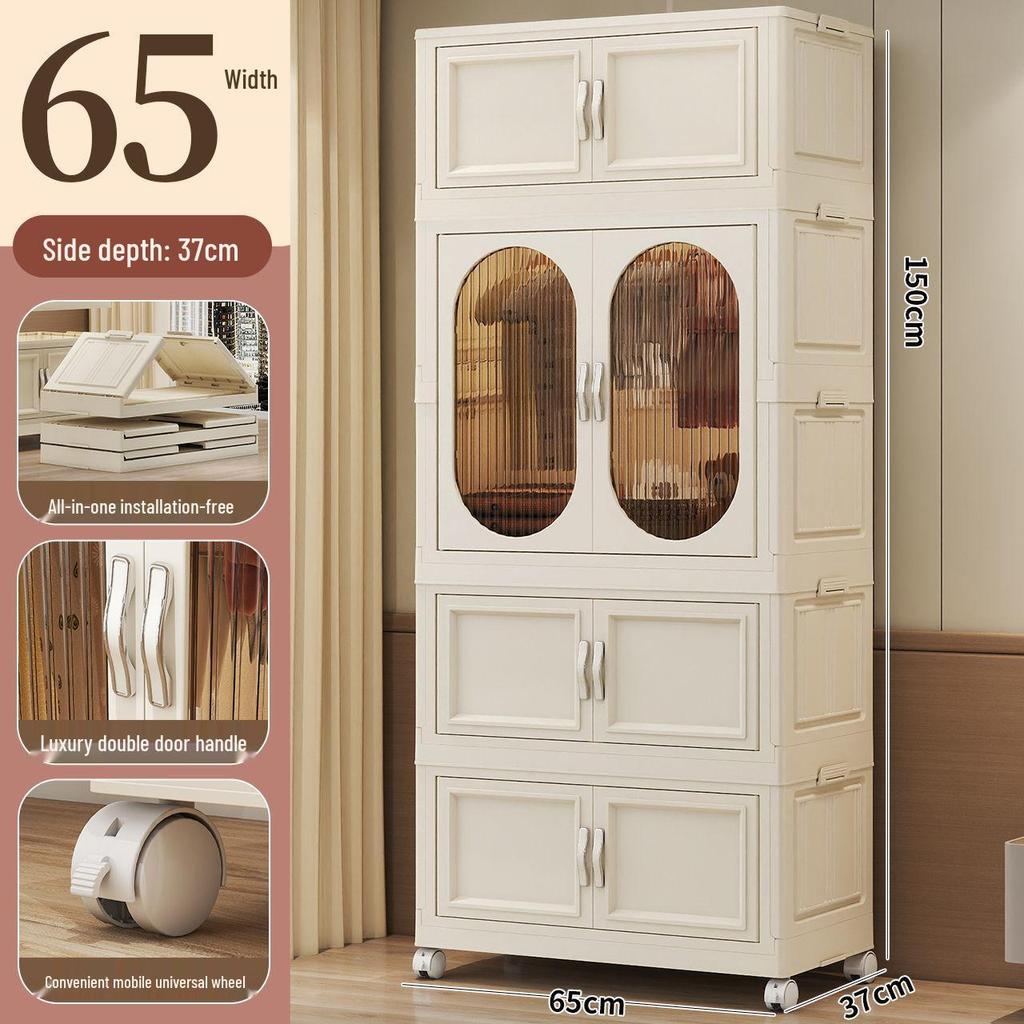 Collapsible Wardrobe with Wheels: Portable Storage for Baby Clothes & Toys.