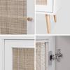 Meuble TV en cannage 120x39x56.5cm - Bohème - Blanc. 2 niveaux. 2 étagères. 2 portes. pieds scandinaves