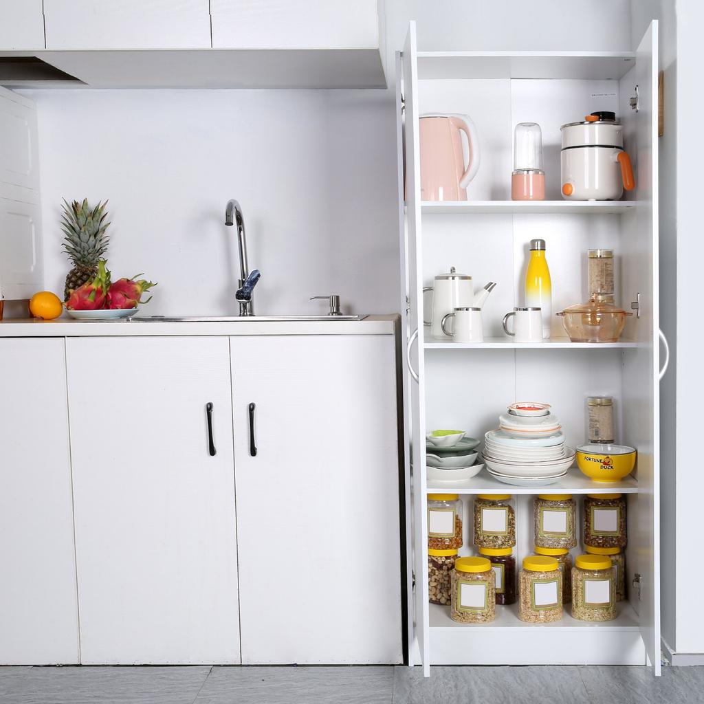 VEVOR Kitchen Pantry Cabinet, 60" Tall Food Pantry Storage Cabinet, 110LBS Freestanding Storage Cabinet Cupboard with 3 Shelves(2 Adjustable)