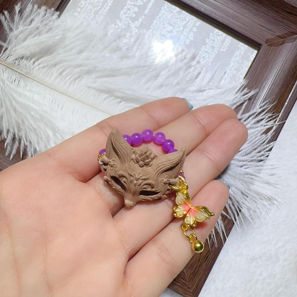 Second Gen Turquoise Amber Ring: Nine-Tailed Fox & Little Bear Wealth-Attracting Trendy Fashion Jewelry