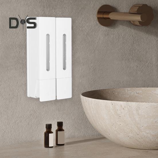 Seifenspender mit 3 Kammern zur Wandmontage, 400 ml x 3, Shampoo-Spender ohne Bohren, Waschspender mit Sichtfenster