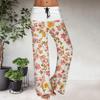 Women's Drawstring Elastic Waistband Wide Leg Color Matching Floral Printed Casual Pants