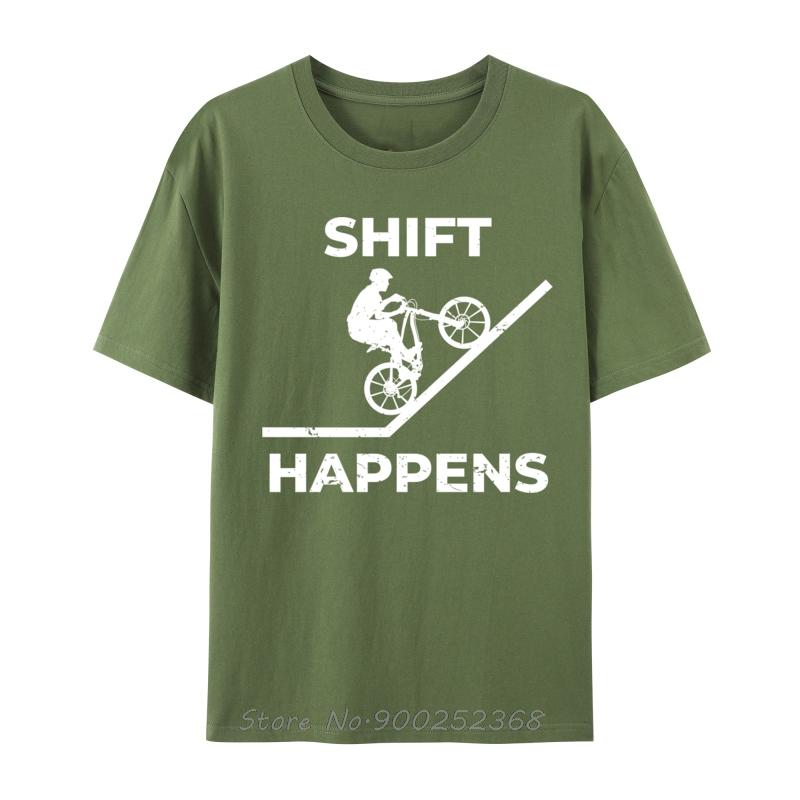 Shift Happens Funny Mountain Biking Cotton Men Fashionable TShirt Cotton Oneck Tops Tees Oversized T Shirt Summer Tshirt