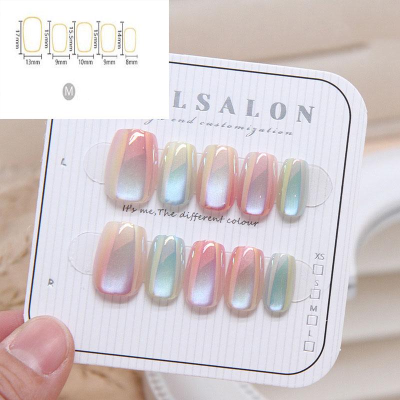 

1 коробка, съемные накладные ногти «кошачий глаз», носимые накладные ногти, пресс для ногтей, маникюрный инструмент