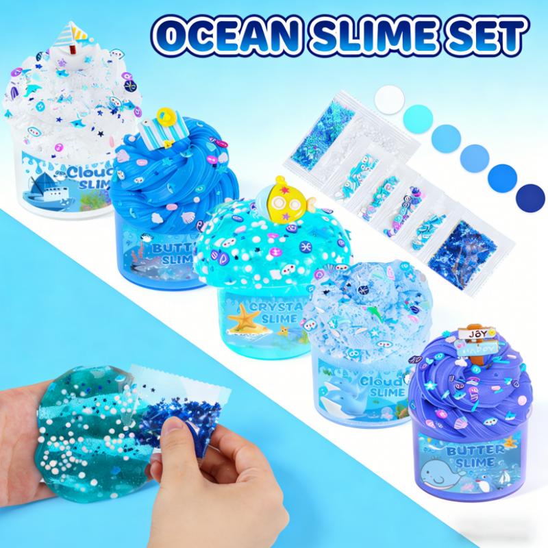 

Fluffy Slime Kit For Kids Cloud Cotton Sludge Crystal Mud DIY Soft Stretchy Non-Stick Sensory Toys Stress Relief Birthday Gifts