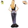 Halloween women's mermaid costume, masquerade cosplay mermaid sequined dress performance costume