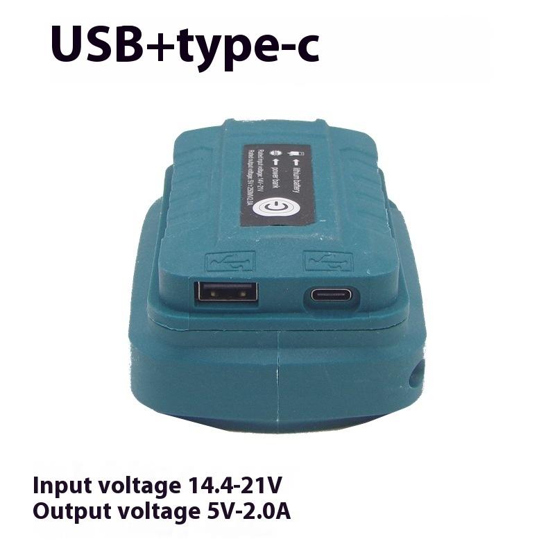1 Piece Portable Adapter For Makita Bl1830 Bl1430 Bl1850 14.4V/18V Li-Ion Battery Usb+Type-C Converter With Led Light