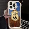 Handyhülle für iPhone 17 Air 16E 15 16 Pro Max America Route 66 Cover 14 Plus 13 12 Mini Weiche Silikonhülle Fundas