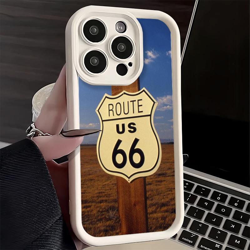 Handyhülle für iPhone 17 Air 16E 15 16 Pro Max America Route 66 Cover 14 Plus 13 12 Mini Weiche Silikonhülle Fundas