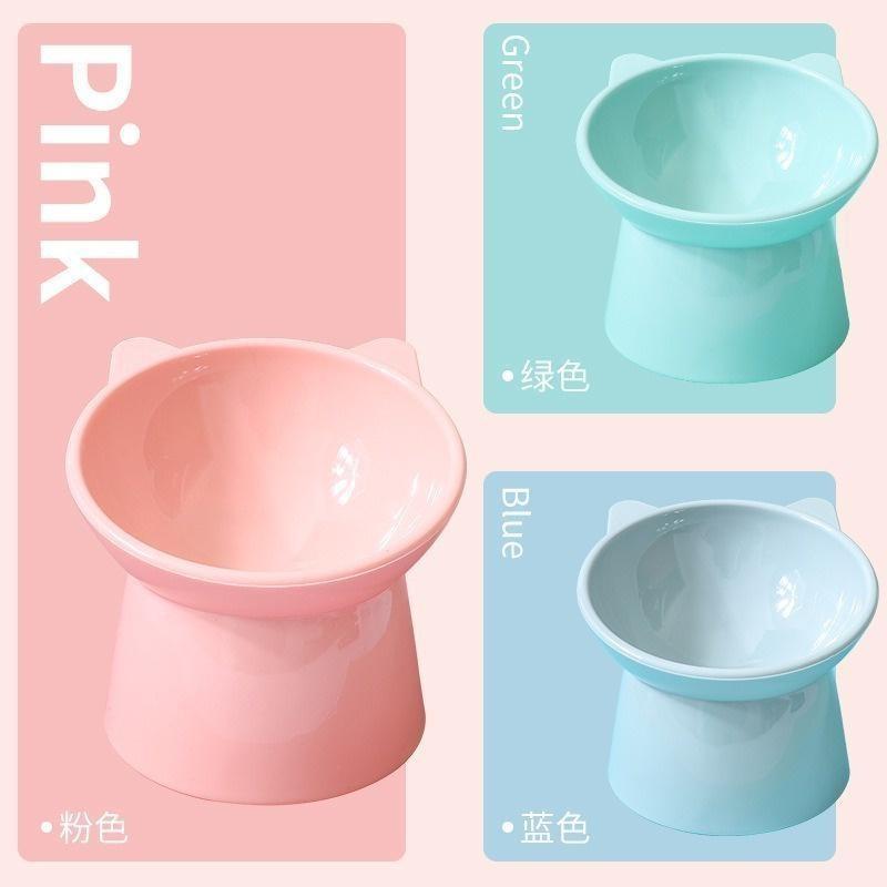 3 Colors Tall Cat Bowl Dog Bowl Anti-dumping 45°Neck Guard Cat Pet Water Bowl Binaural Pet Feeding Cup Pet Feeding Bowl