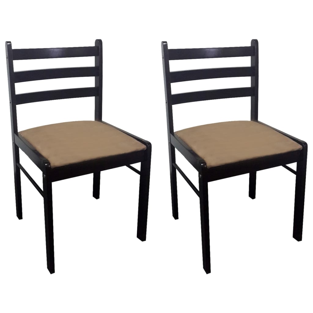 Dining Chairs 2 pcs Brown Solid Rubberwood and Velvet