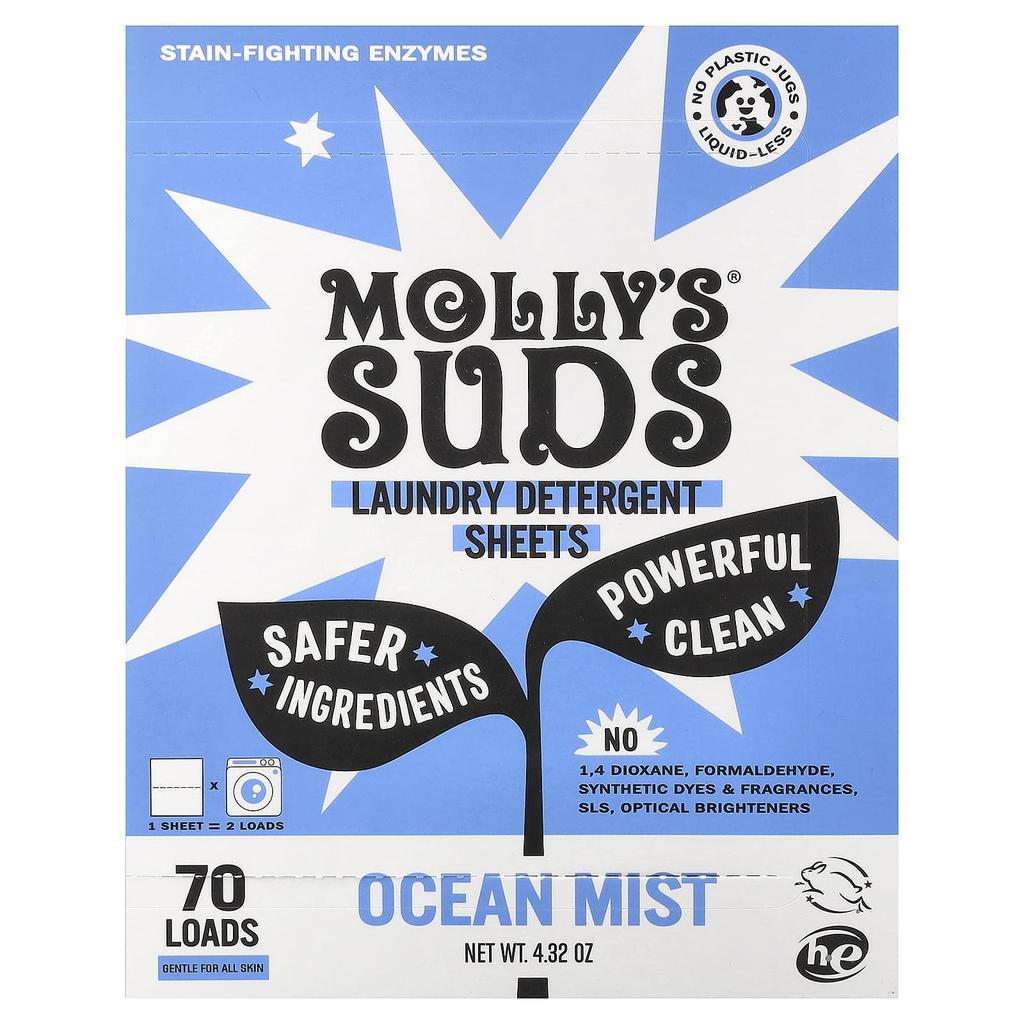 Molly's Suds Laundry Detergent Sheets, Marine Mist, 35 Sheets