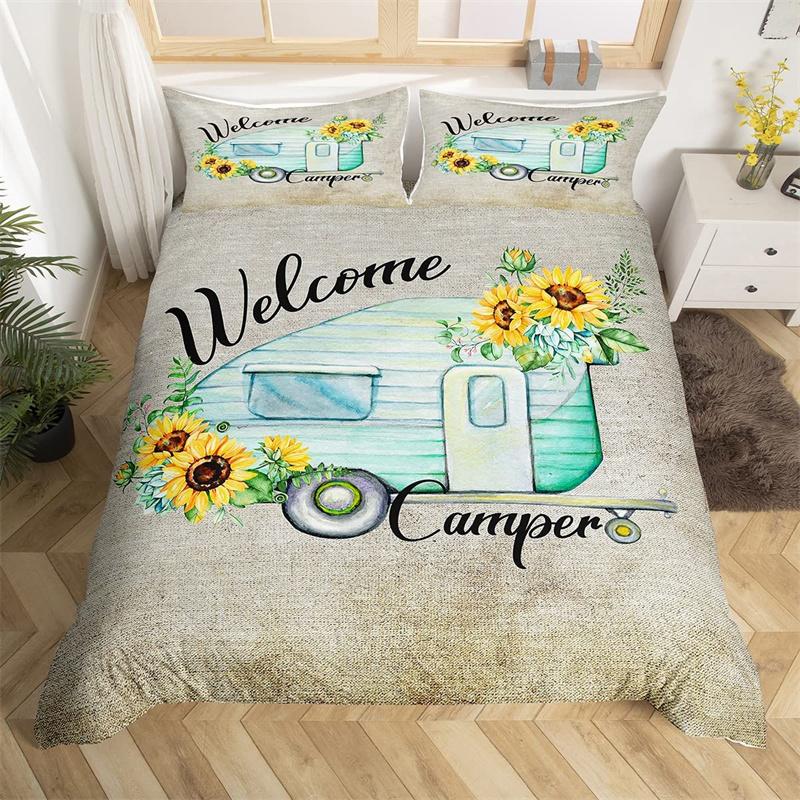 Camping Duvet Cover Galaxy Comforter Cover Microfiber Farmhouse Style Bedding Set King For Boys Girl Camper Lovers Birthday Gift
