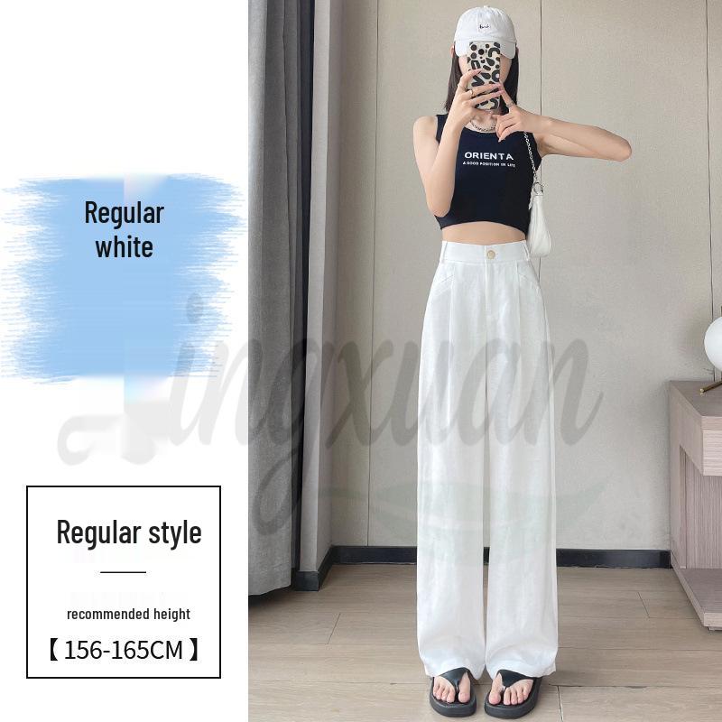 2026 Women's Tencel Linen High-Waisted Wide-Leg Pants: Thin, Sun-Protective, Casual Style