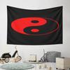 Red and Black Yin Yang Symbol Pattern Wall Hanging Tapestry Decorative Tapestry Home Decor for Bedroom and Living Room