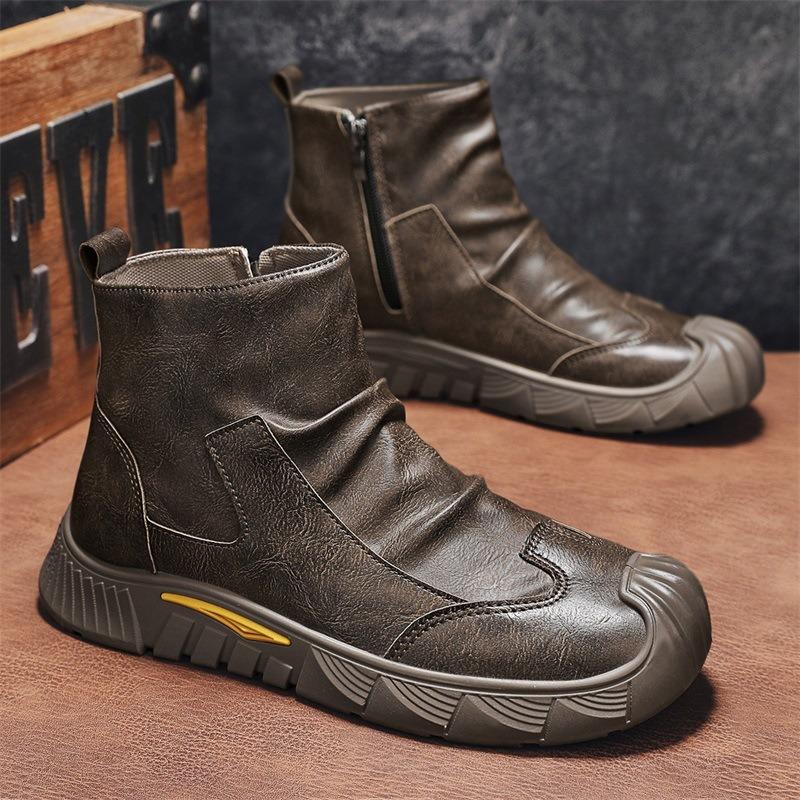 Men s shoes winter new casual high-top Martin boots piled thickened warm cotton shoes men s outdoor wear-resistant tooling shoes 39 2798₽