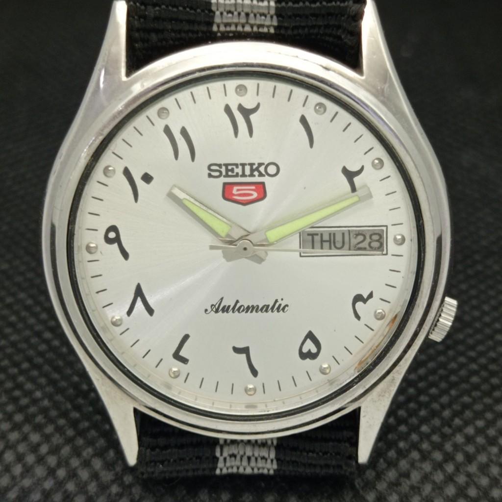 USED VINTAGE SEIKO 5 AUTOMATIC 7019A JAPAN MENS D/D ARABIC WATCH 603-a313775-9 SKU603-a313775
