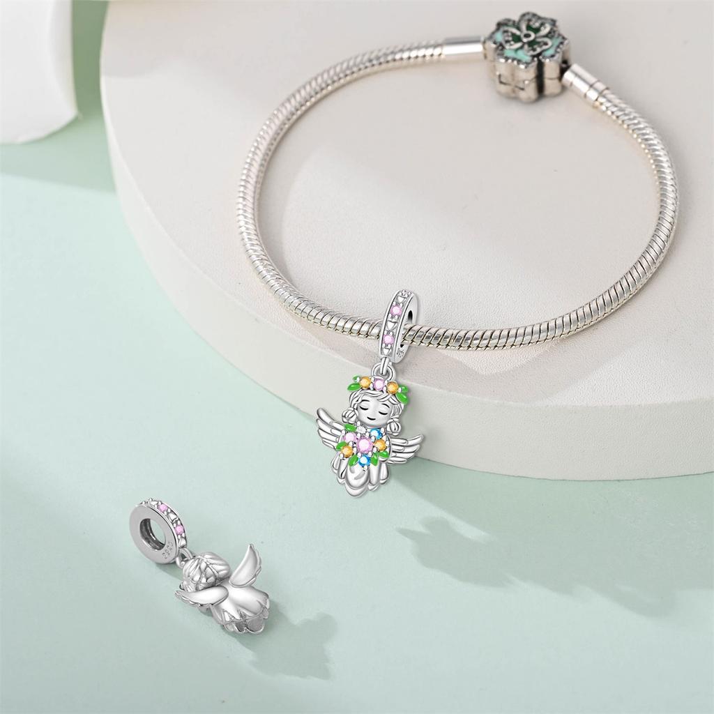 Original Charms Copper Angel Religious Belief Pendant Beads Fit Bracelet Women Jewelry Making Diy Gift