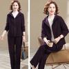 Fashion Plus Velvet Sweater Middle-aged Autumn and Winter Western Style New Sports Suit Two-piece Casual Women's Clothing