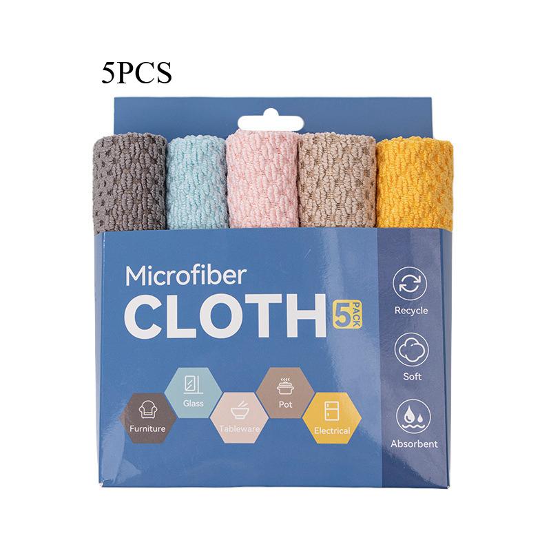 Corn kernel dishwashing cloth, thickened water absorbing and oil removing ultra-fine fiber kitchen towel, cleaning cloth 5pc