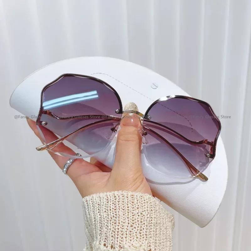 Fashion Rimless Square Sunglasses Men Women Uv400 Gradient Frameless Sun Glasses For Men Popular High Quality Metal Eyewear