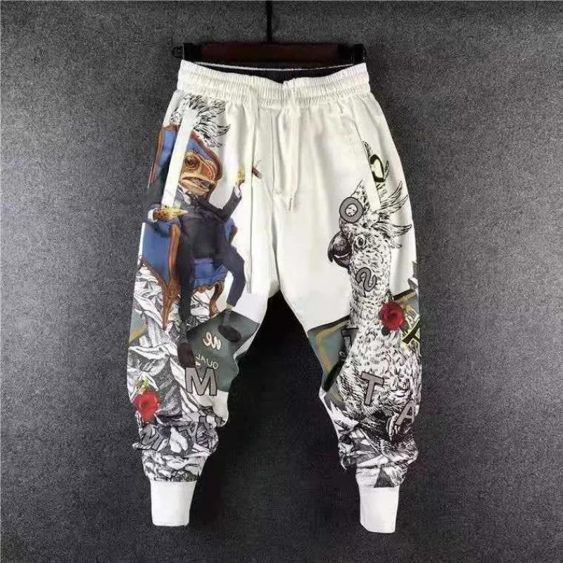 Pánska móda Joggers Patchwork Elastická sťahovacia šnúrka Street Hip Hop Nohavice s potlačou Japonské streetwear Harajuku