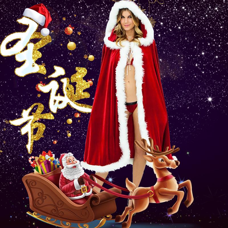 Hooded Santa Claus Cape Costume for Adults & Children - Christmas Cosplay Party Wear