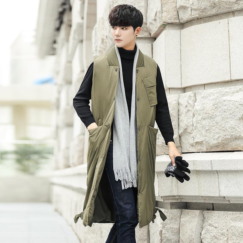 Gilet d'hiver épais et long pour homme, veste sans manches