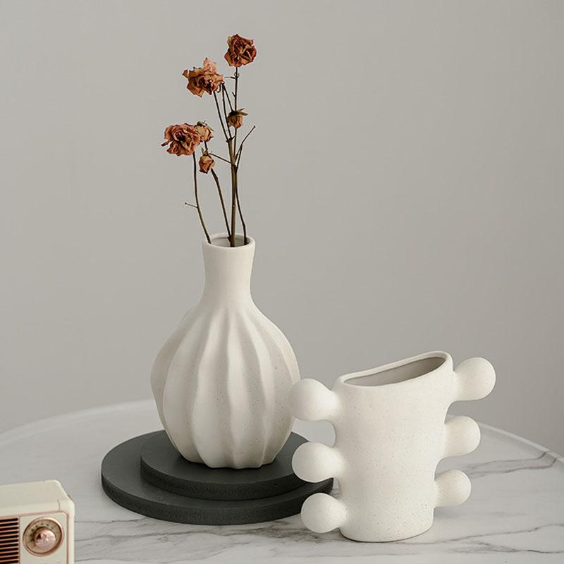 Unglasierte Keramik Nordische Vase Blume Dekorativ Weiß Modern Minimalistisch Boho Hochzeitstisch Party Wohnzimmer Büro Blumenvase