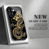 Golden Dragon Design Black Glass Phone Case Suitable for Samsung GalaxyS26 S25 S24 S23 S22 S20FE/Ultra/Plus Anti Drop Back Cover