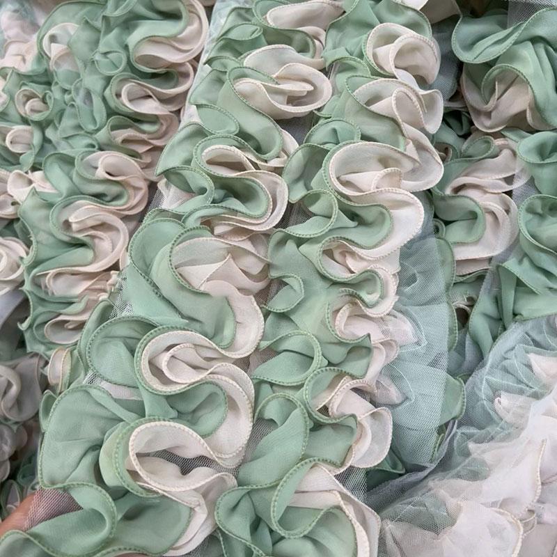 10 Yards 10cm Width Pleated Chiffon Tulle Lace Trim Ruffled Lace Fabric Applique Ribbon Trim Edge For DIY Sewing Dress Curtain