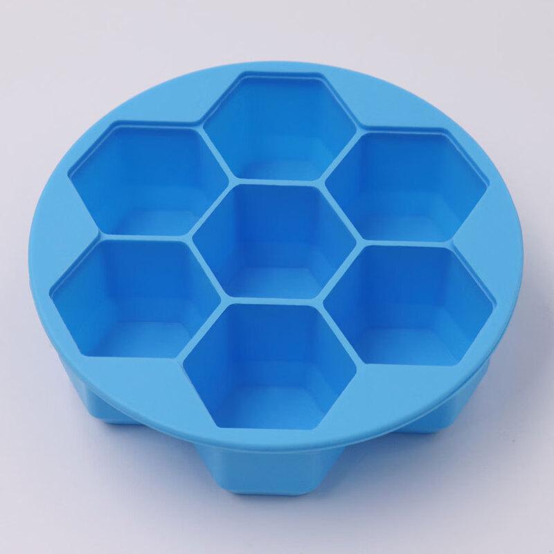 Commercial Grade 7-Hole Hexagon Silicone Ice Cube Tray (2-Pack)
