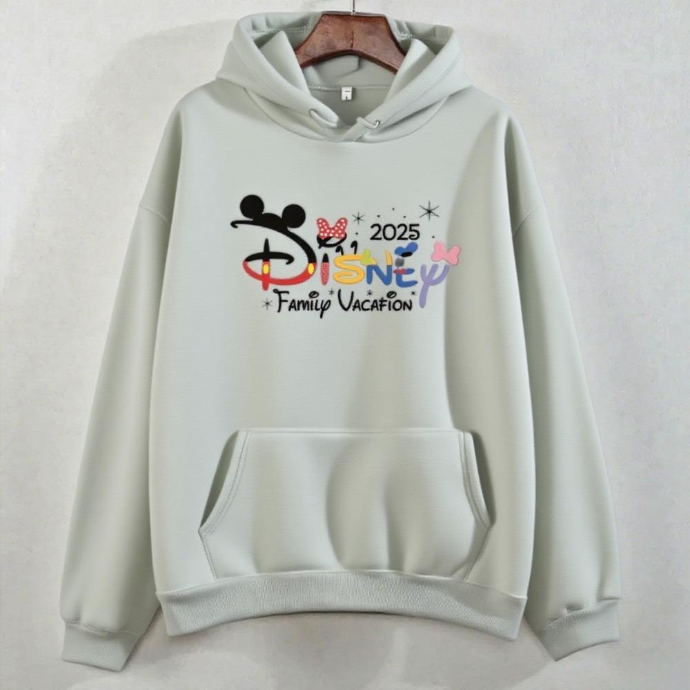 Disney Parent-Child Wear Fun 2025 Disneyland Travel Pattern Multi-Color Hoodie Women's Kawaii Pullover Casual Couple Sweatshirt
