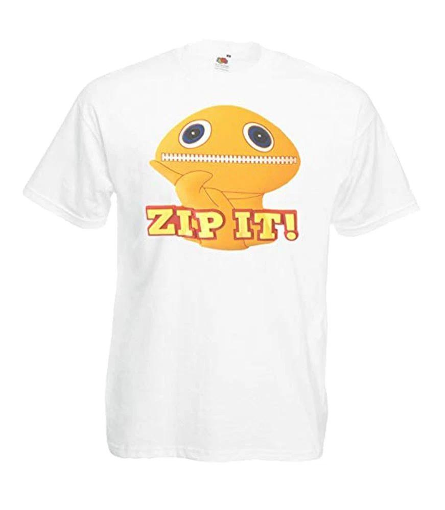 

Unisex Zip It 1980s Zippie Spoof Rainbow TV Show Quote 100% Cotton T-shirt Mens Tees Top XL